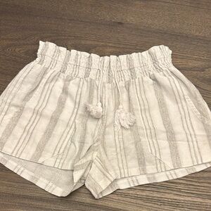 Cream Striped Swimsuit Cover Women's Shorts